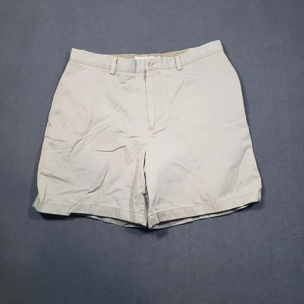 J. Crew Chino Shorts Mens 35 Beige‎ Tan 100% Cotton Flat Front Casual Summer